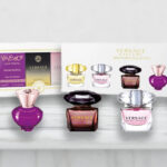 Versace 5 Piece Miniature Fragrance Discovery Set on a Table