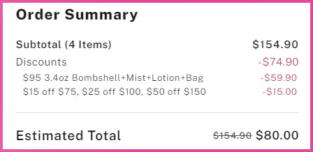 Victorias Secret Bombshell Bundle Cart Screen