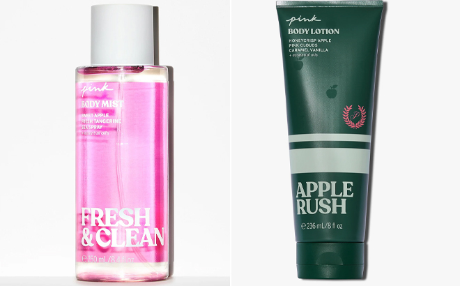 Victorias Secret PINK Fresh Clean Body Mist and Apple Rush Body Lotion