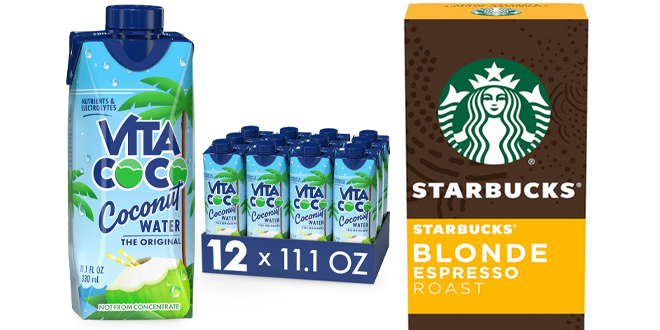 Vita Coco Coconut Water 12 Pack and Starbucks by Nespresso Original Line Blonde Roast Espresso Pods