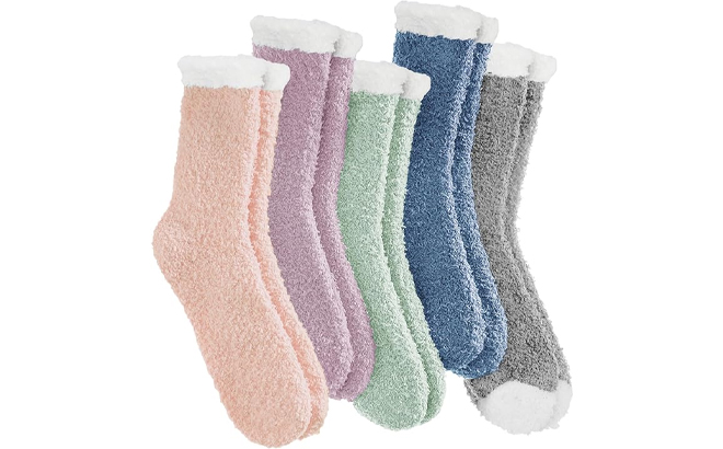 VoJoPi Womens Fuzzy Socks 5 Pairs