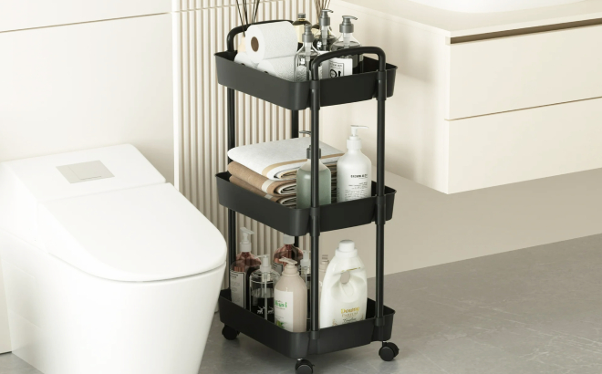 Vtopmart 3 Tier Rolling Cart in Bathroom