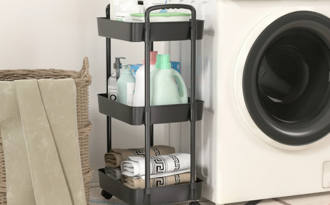 Vtopmart 3 Tier Rolling Cart in Laundry Area