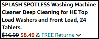 Washing Machine Cleaner Order Summary