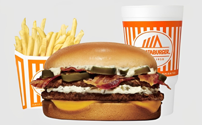 Whataburger Bacon Blaze Jalapeno Double with Fries and Drink