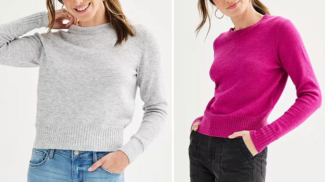 Women Wearing Sonoma Crewneck Sweater