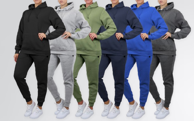 Women's Fleece-Lined Pullover Hoodie & Jogger Sets