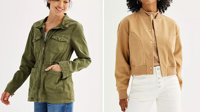 Womens Sonoma Goods For Life Soft Bomber Jacket and Womens Sonoma Goods For Life Utility Jacket