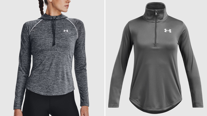 Womens UA Velocity Wordmark Hoodie and Girls UA Velocity Half Zip