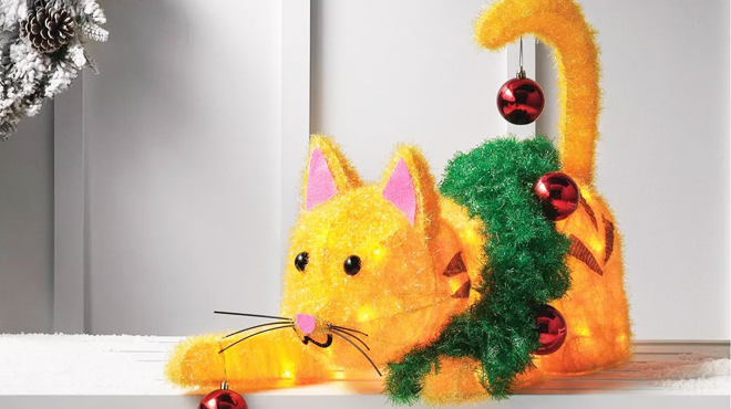 Wondershop Incandescent Orange Tinsel Cat