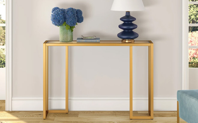 Wrought Studio Glass Top Console Table