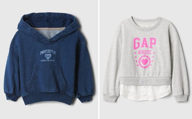 babyGap Vintage Soft Logo Hoodie and Vintage Soft Layered Logo Sweatshirt