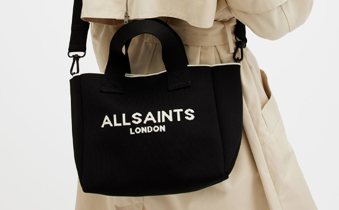 1 All Saints Izzy Logo Print Knitted Mini Tote Bag