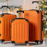 1 Zimtown Hardside Lightweight Spinner Orange 3 Piece Luggage Set