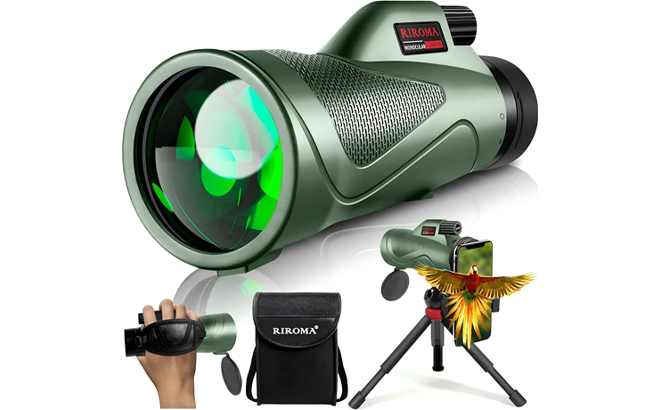 12X60 HD Monocular Telescope with Smartphone Adapter Tripod Portable Bag