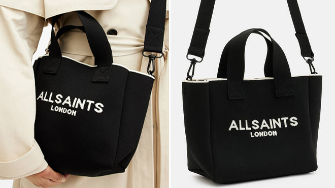 2 All Saints Izzy Logo Print Knitted Mini Tote Bag