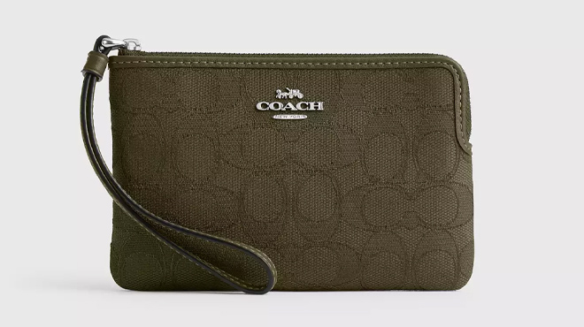 2 Coach Outlet Corner Zip Wristlet In Signature Jacquard