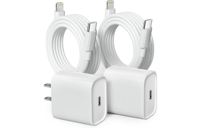 2 Pack Type C Wall Charger Block with 6FT USB C to Lightning Cable Compatible for iPhone