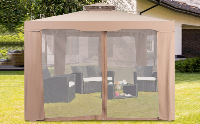 2 Tier 10x 10 Canopy Gazebo Tent with Netting