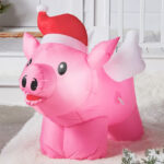 3 Pig in Santa Hat Christmas Inflatable Decoration Wondershop