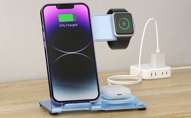 3 in 1 Charging Station in Blue Color