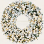 30 Inch Large Flocked Artificial Pre Lit Fir Christmas Wreath