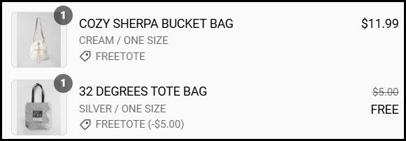 32 Degrees Bag Order Summary