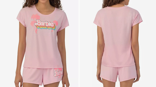 5 Barbie Womens Cap Short Sleeve Pajama Tee Shorts Set