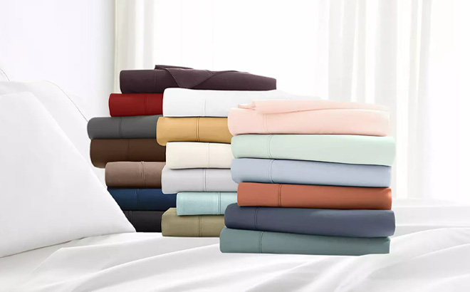 6 Piece Bamboo Sheet Sets on a Bed