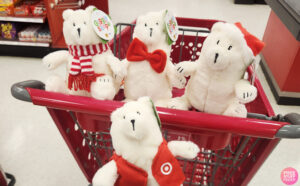 7 Inch Polar Bear Plushies in a Cart