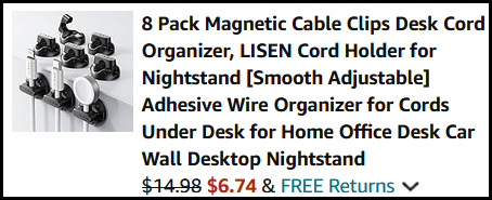 8 Pack Magnetic Cable Holder Order Summary