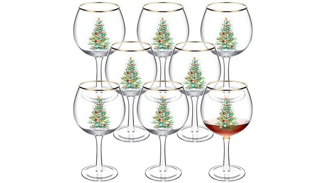 8 Pcs Christmas Wine Glasses Set