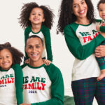 A Family Wearing the Matching The Childrens Place Holiday Pajamas