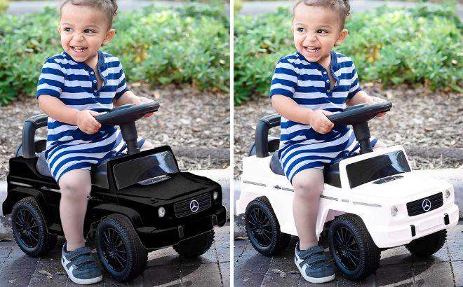 A Kid is Sitting on Best Ride On Cars Mercedes G Wagon Push Car