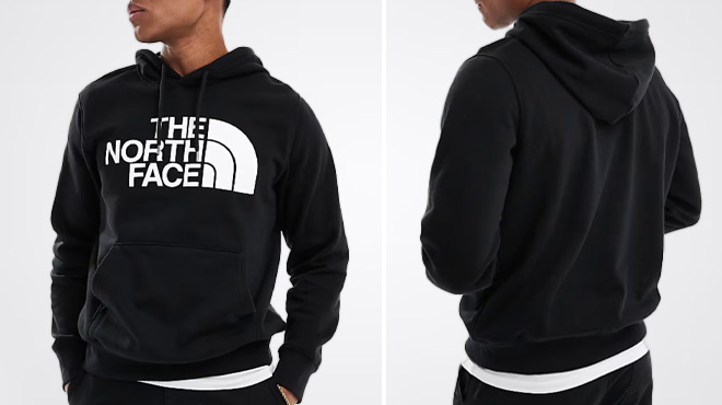 A Man Wearing The North Face Half Dome Hoodie