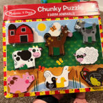 A Person Holding Melissa Doug Farm Wooden Chunky Puzzle