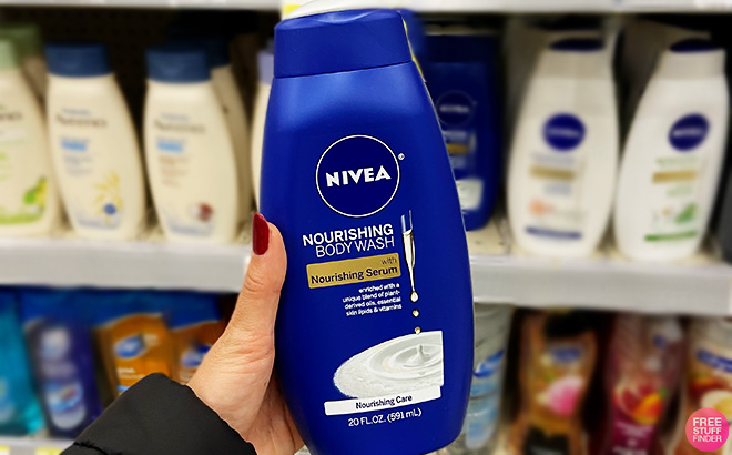 A Person Holding Nivea Nourishing Serum Body Wash