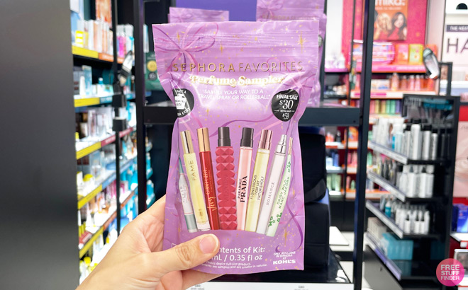 A Person Holding Sephora Favorites Travel Spray Perfume Sampler Set