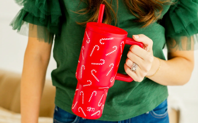 A Person Holding a Simple Modern Holiday Tumbler