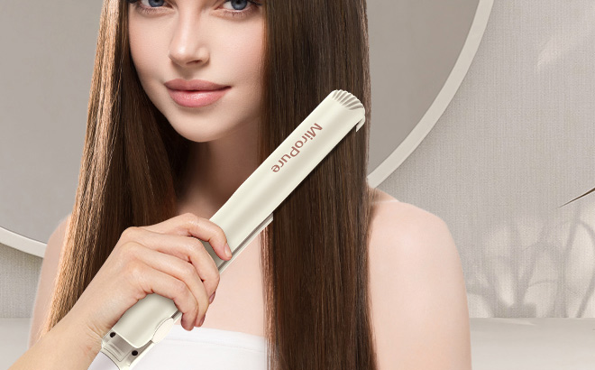 A Person Using a MiroPure 1 Inch Flat Iron