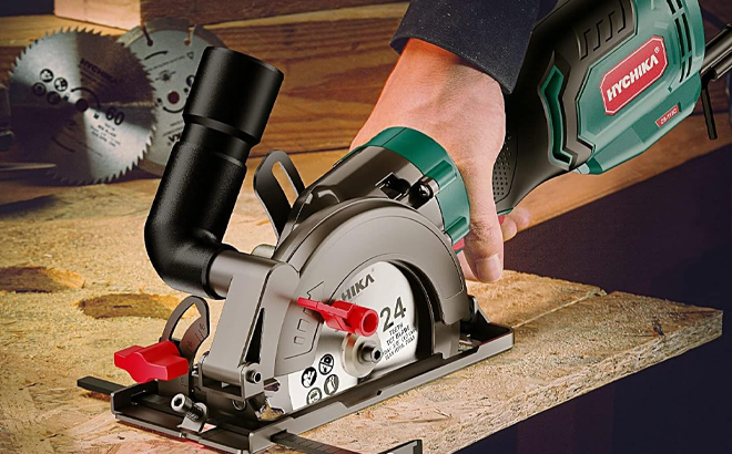 A Person Using the Hychika Electric Circular Saw