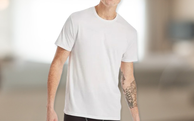 A Person Wearing Hanes Undershirt