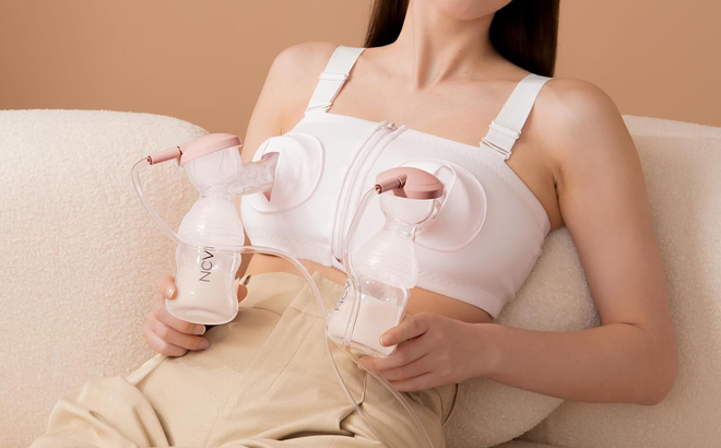 A Person using a Ncvi Double Breast Pump