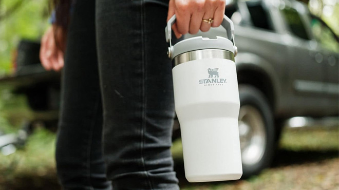 A Woman Holding Stanley IceFlow Stainless Steel Tumbler