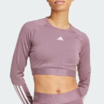 A Woman Wearing Adidas Hyperglam Training Cropped Long Sleeve Tee