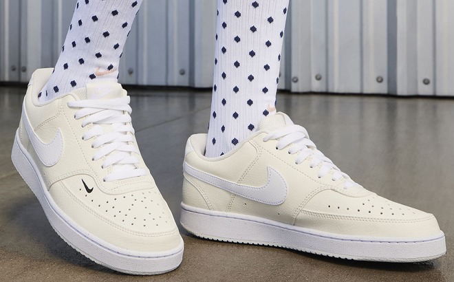 A Woman Wearing Nike Court Vision Low Sneakers