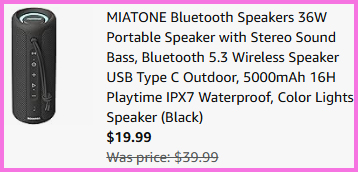 A screen grab of the checkout page of the Miatone Bluetooth speaker