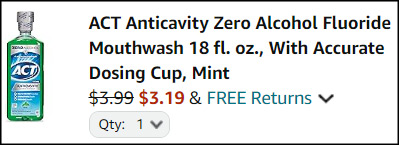 ACT Anticavity Zero Alcohol Fluoride Mouthwash Checkout