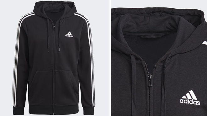 Adidas Essentials French Terry 3 Stripes Full Zip Hoodie