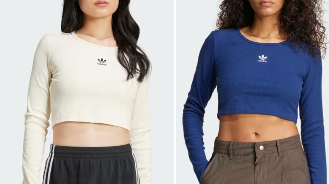 Adidas Essentials Ribbed Crop Long Sleeve Tee